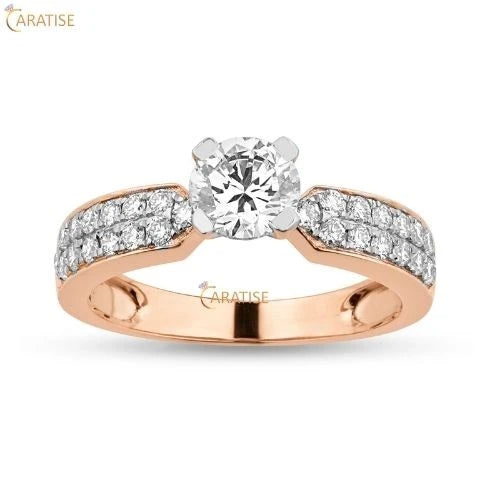 1.298 TDW Round Cut Diamond Engagement Ring 925 Silver