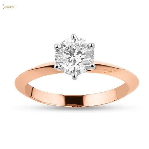 0.50 TDW Round Cut Diamond Solitaire Ring 925 Silver