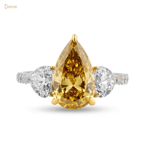 2.87 TDW F.Y. Pear, Round & Heart Cut Diamond Engagement Ring 925 Silver