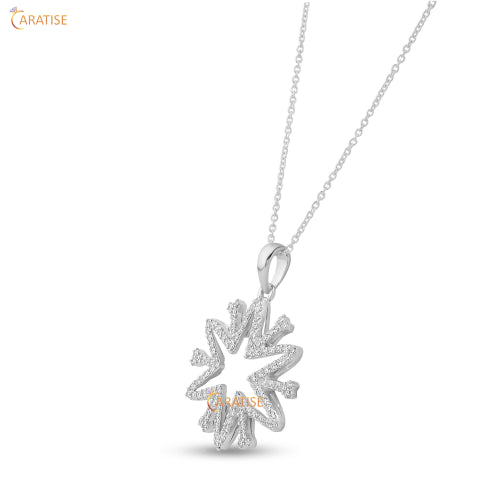 0.70 TDW Round Cut Diamond Costum Pendant With Chain 925 Silver