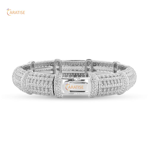 9.164 CT Round Cut Diamond Diamond Bangle Bracelet 925 Silver