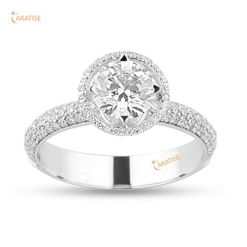 1.425 TDW Round Cut Moissanite Diamond Halo Ring 925 Silver