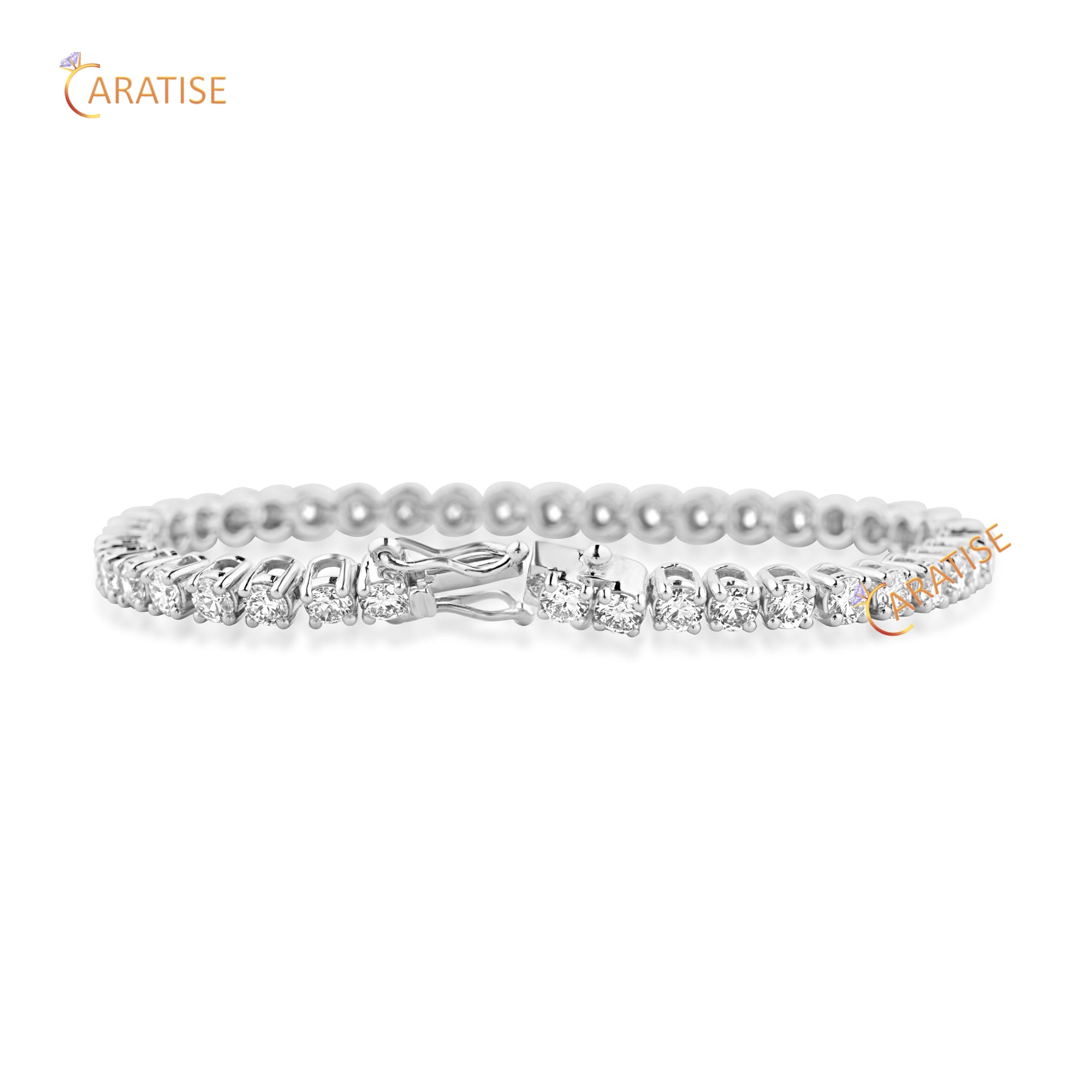 4.66 TDW Round Cut Diamond Tennis Bracelet 925 Silver