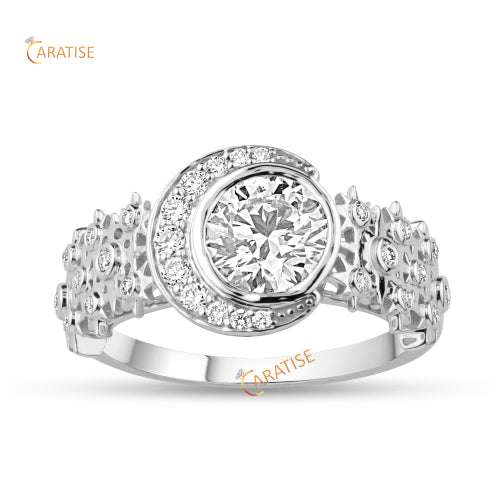 1.14 TDW Round Cut Moissanite Diamond Engagement Ring 925 Silver
