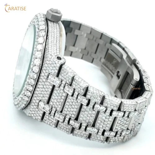 18.20 TDW Round Cut Men's Diamond Watch | Stainless steel | Moissanite Diamond | Elegant Diamond Watch For Him