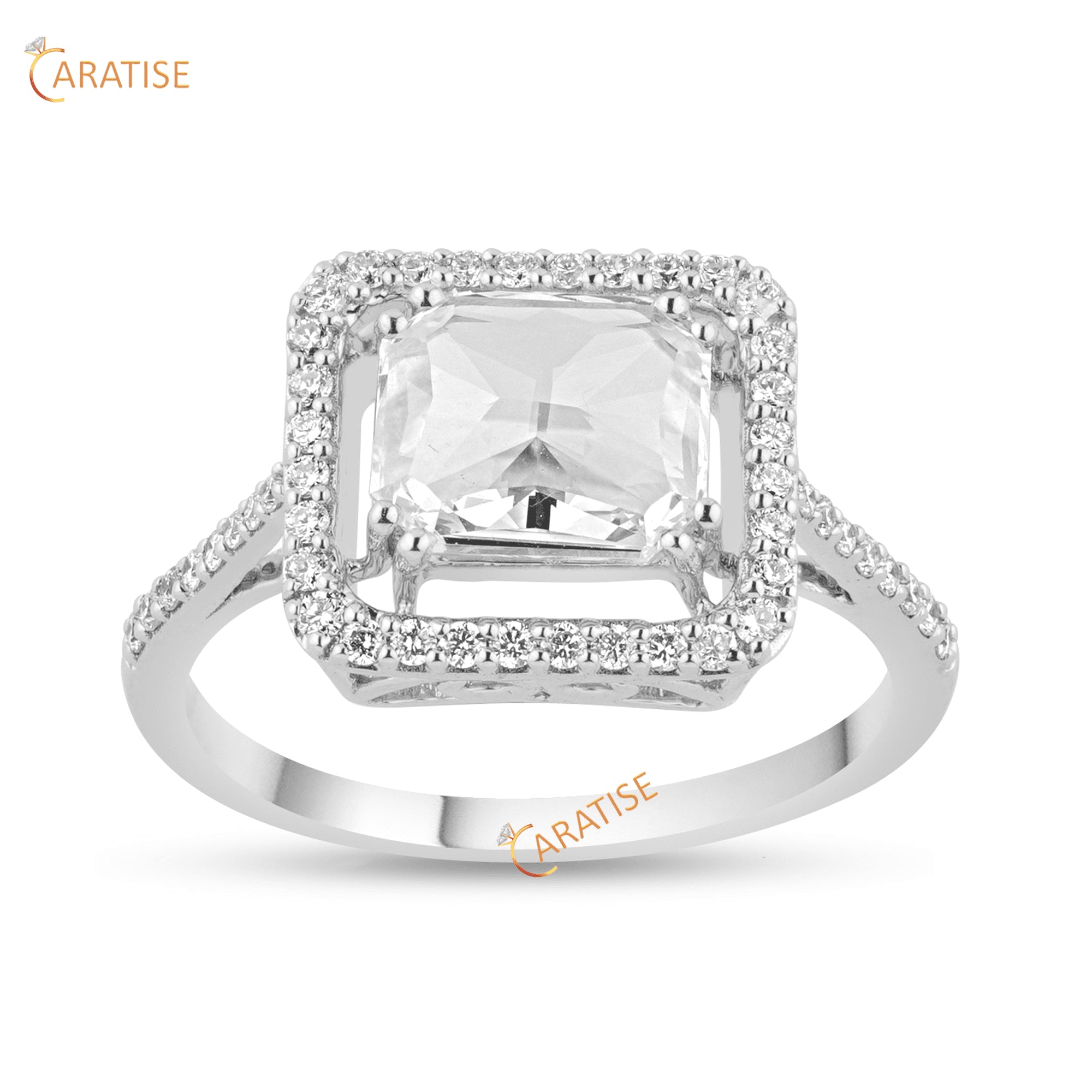 1.09 TDW Rose Cut & Round Moissanite Diamond Engagement Ring 925 Silver