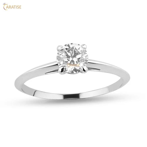0.80 TDW Round Cut Solitaire Solitaire Diamond Ring 925 Silver