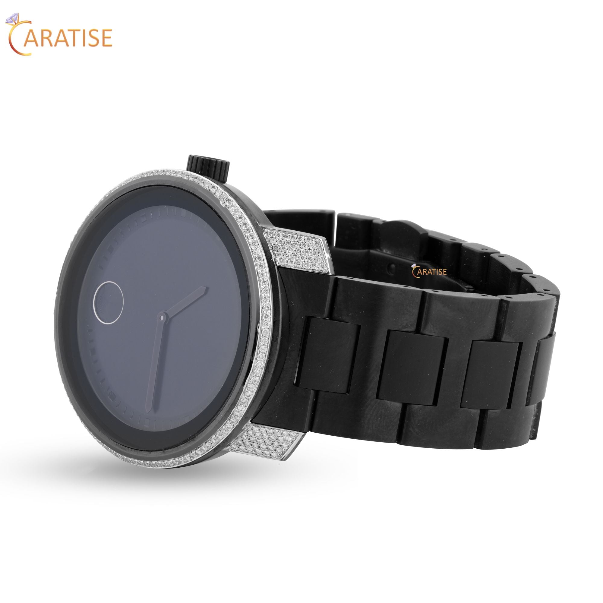 2.12 TDW Round Cut Moissanite Diamond Watch Stainless Steel