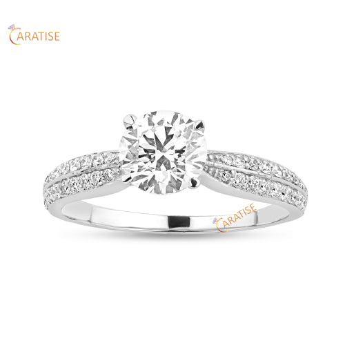 1.37 TDW Round Cut Moissanite Diamond Ring 925 Silver