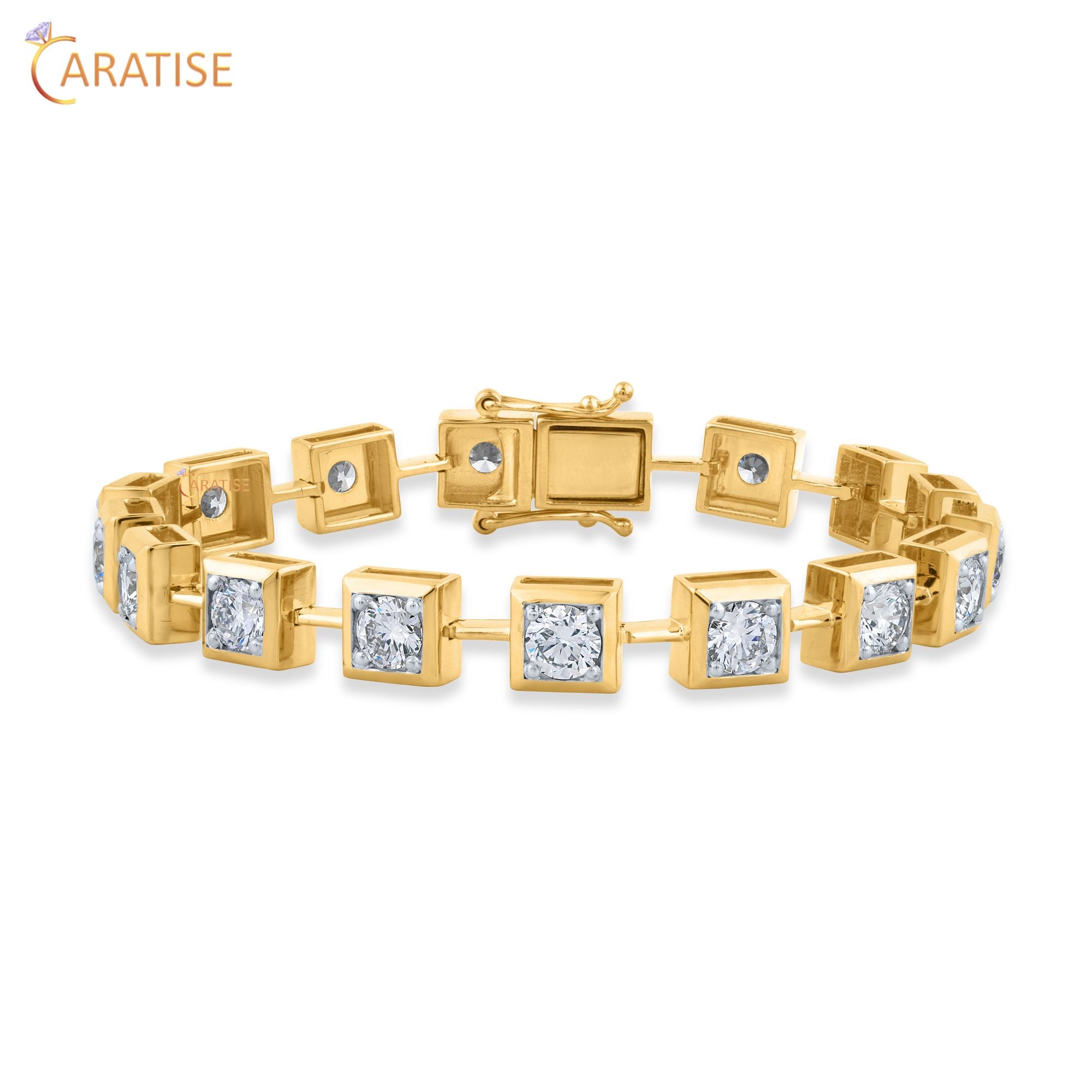 4.59 TDW Round Cut Diamond Charm Bracelet 925 Silver