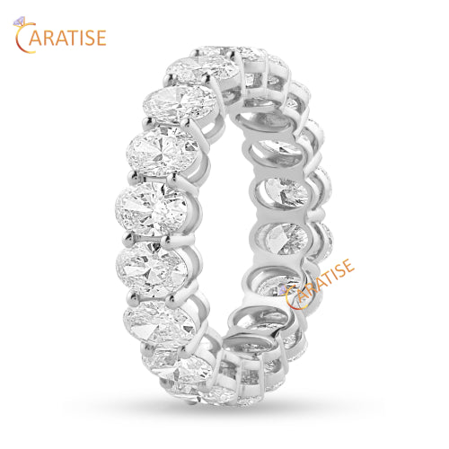4.32 TDW Oval Cut Diamond Eternity Band Ring 925 Silver
