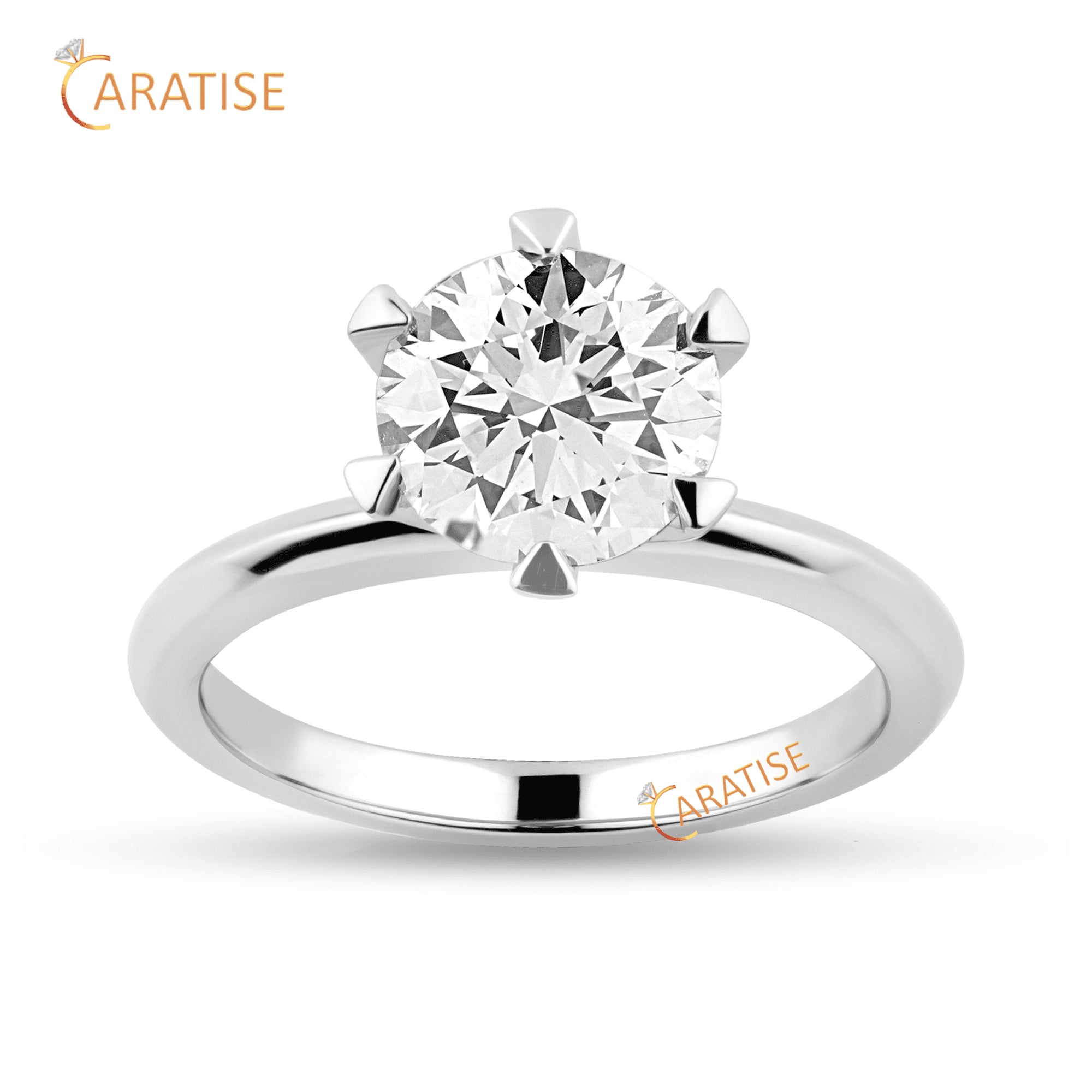 2.00 TDW Round Cut Diamond Solitaire Ring 925 Silver