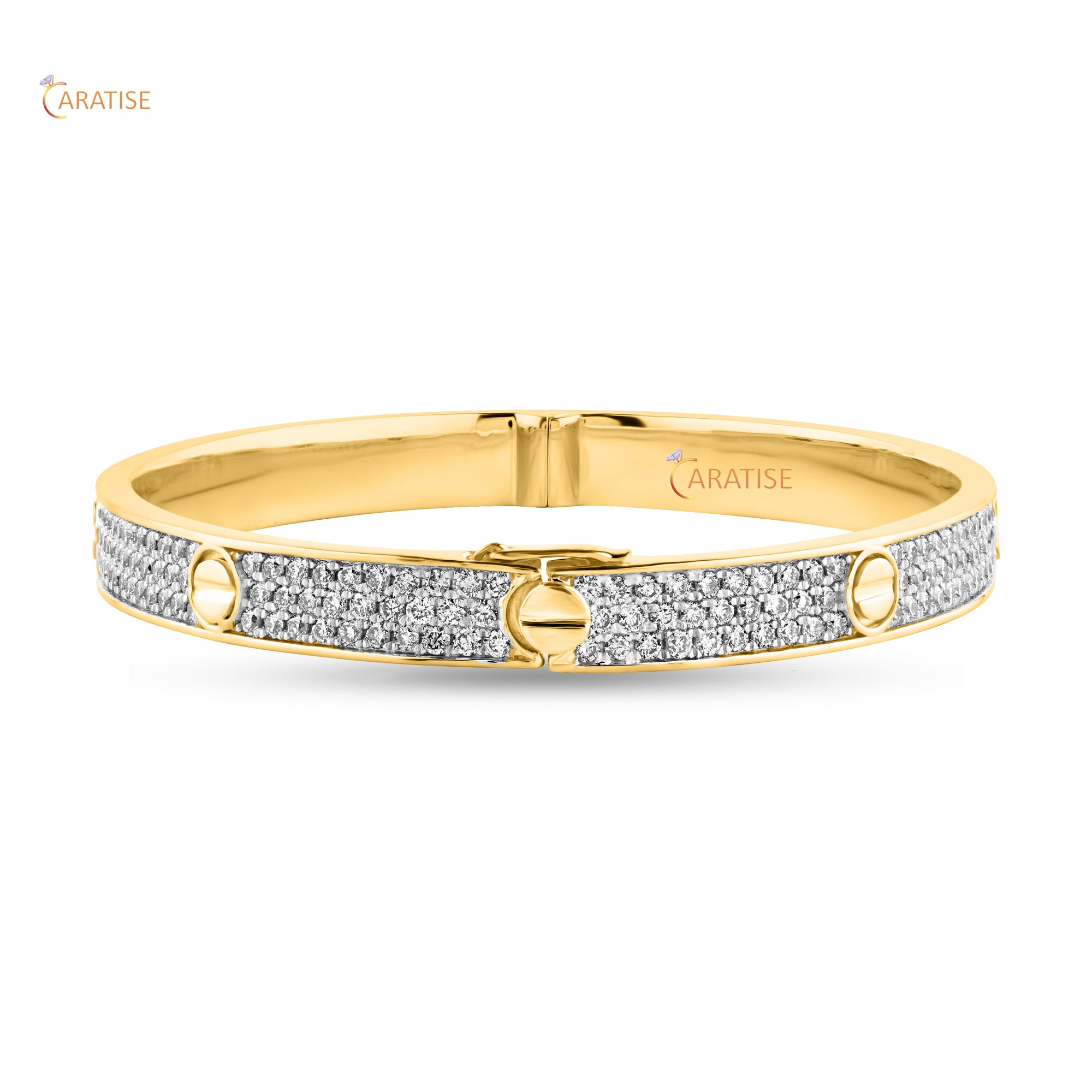 3.58 TDW Round Diamond Bangle Bracelet 925 Silver