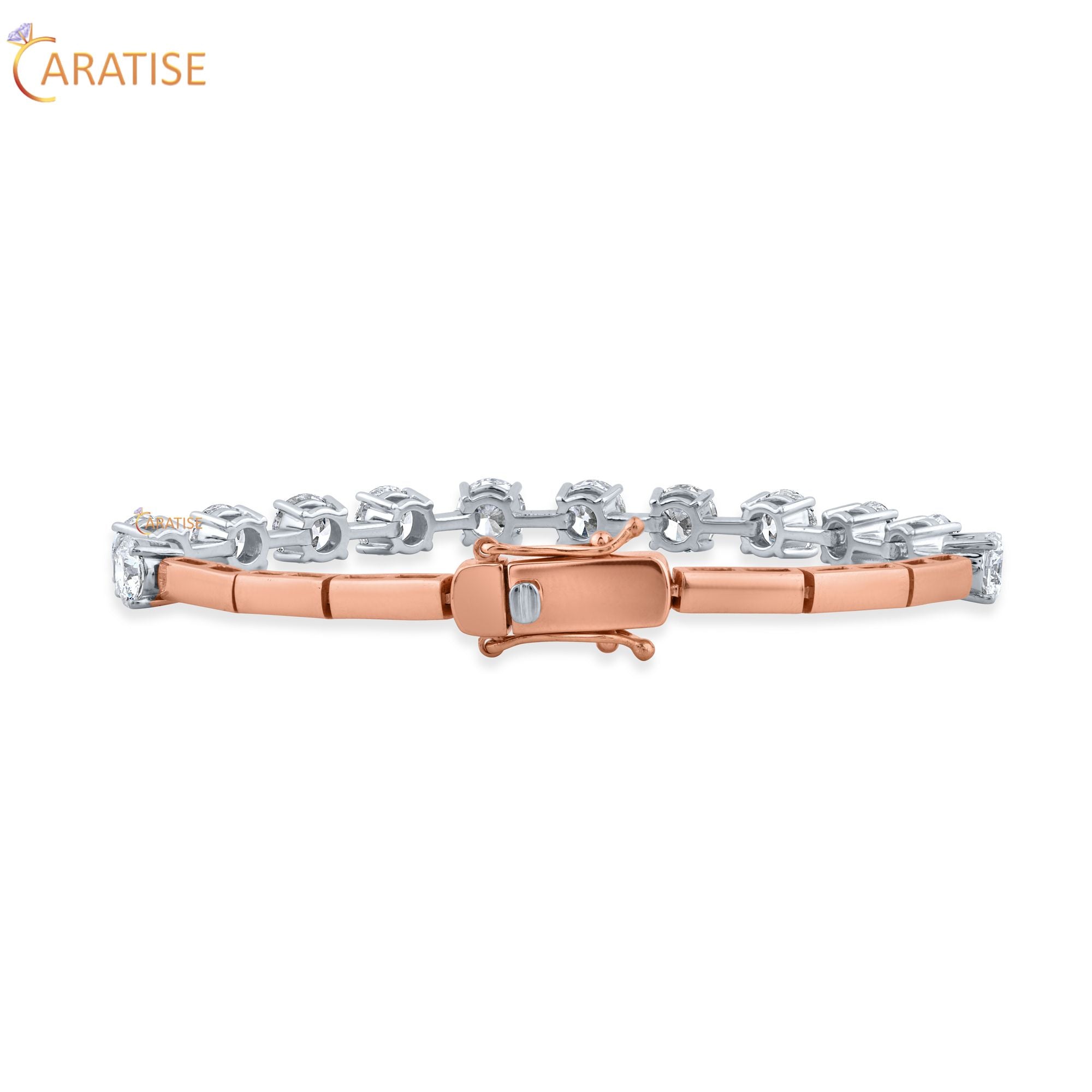 6.09 TDW Round Cut Diamond Bracelet 925 Silver