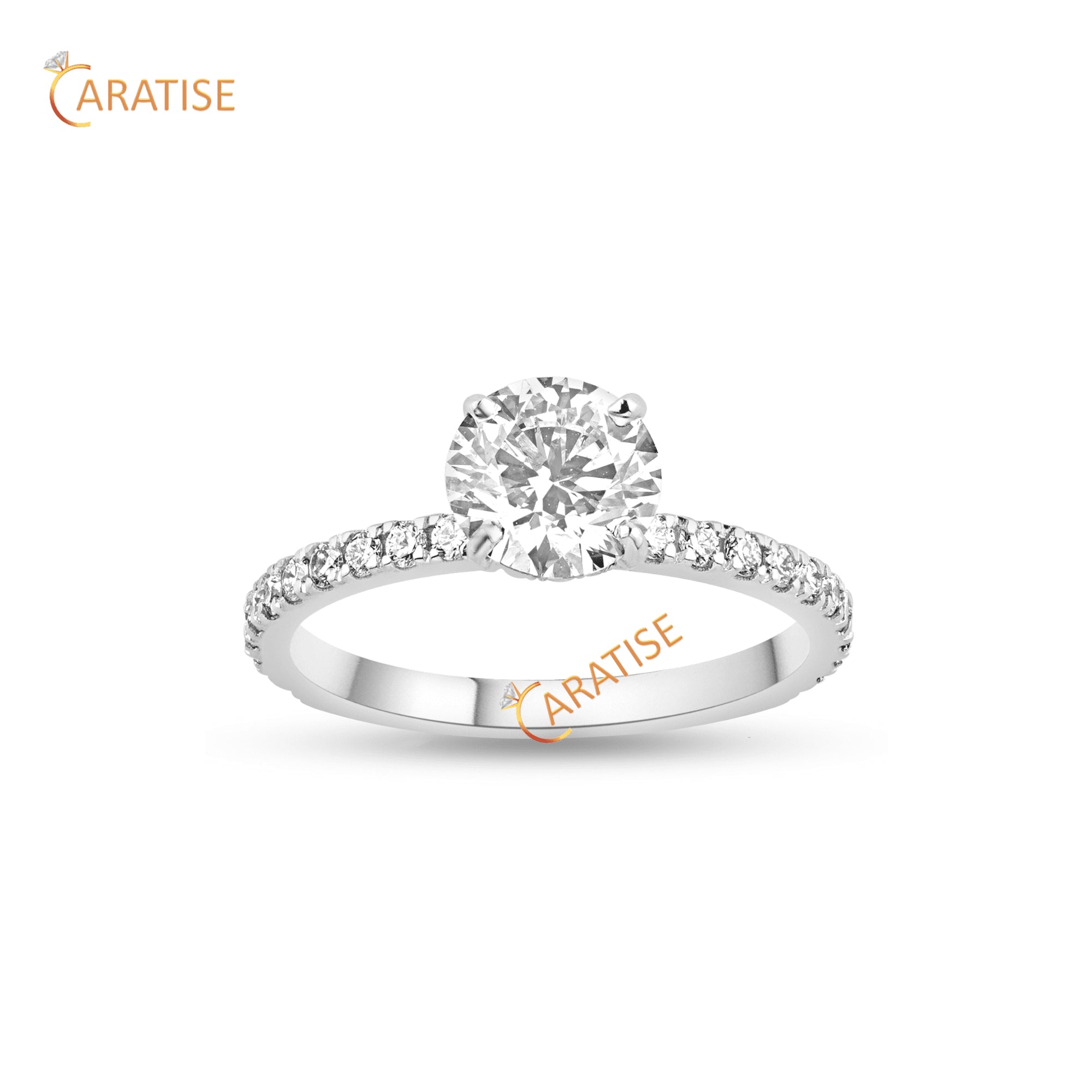 1.33 TDW Round Cut Diamond Engagement Ring 925 Silver