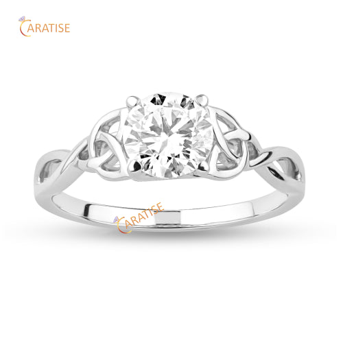 0.95 TDW Round Cut Moissanite Diamond Solitaire Ring 925 Silver