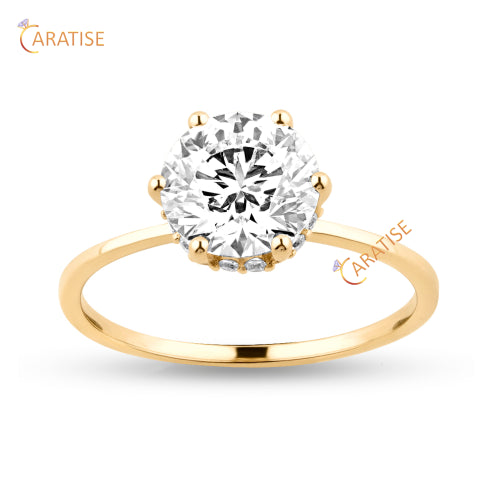 1.36 TDW Round Cut Diamond Solitaire Ring 925 Silver