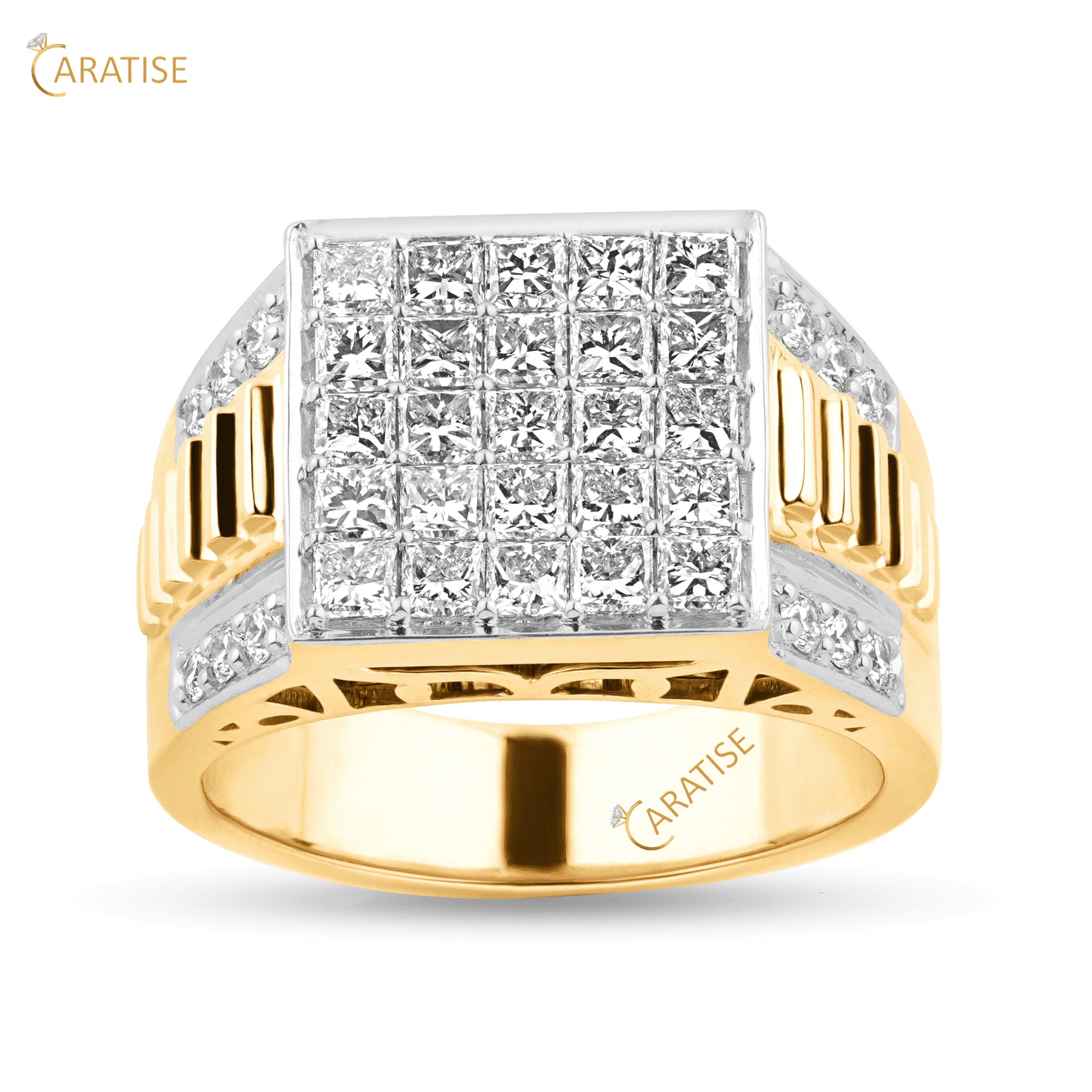 2.37 TDW Princess & Round Cut Diamond Engagement Ring 925 Silver