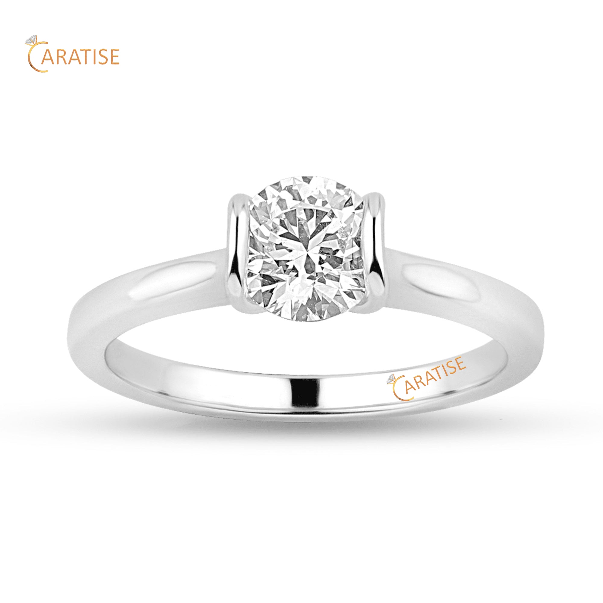 0.92 TDW Round Cut Moissanite Diamond Solitaire Ring 925 Silver