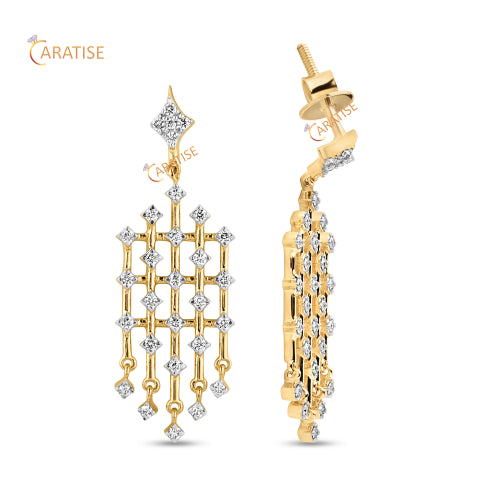 0.48 TDW Round Cut Diamond Drop & Dangle Earring 925 Silver