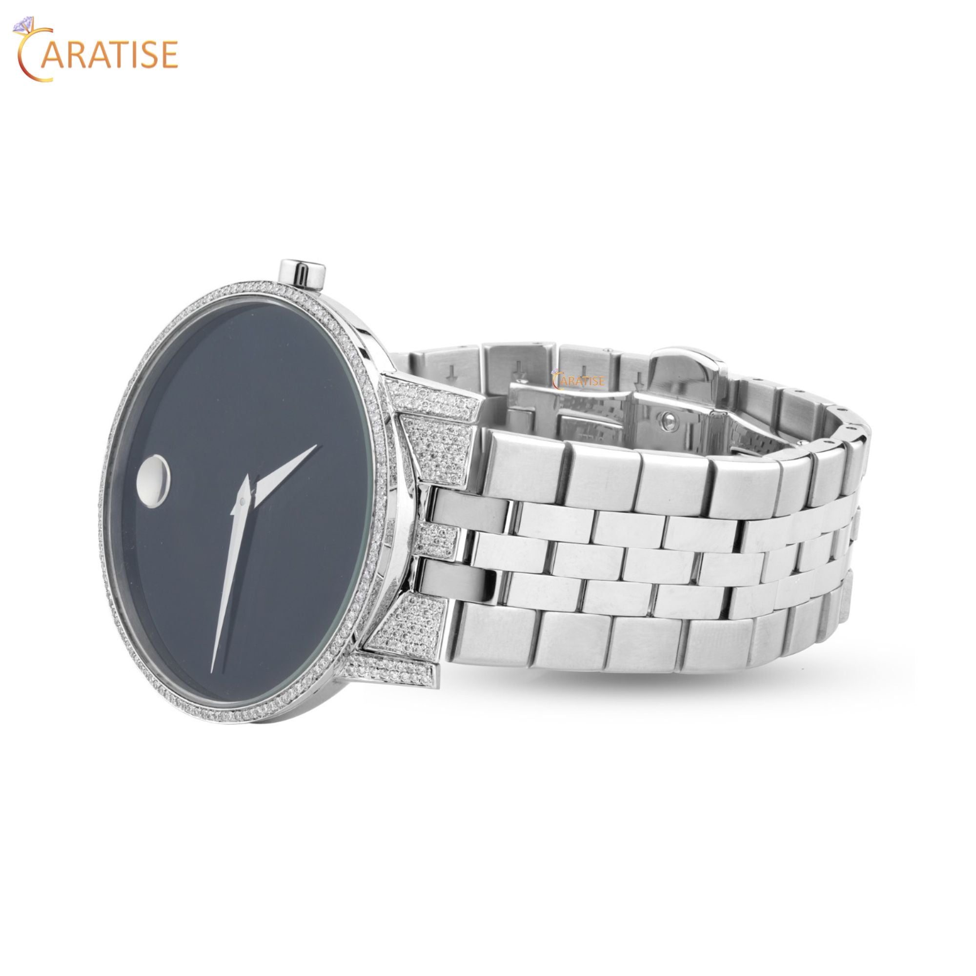 2.05 TDW Round Cut Moissanite Diamond Watch Stainless Steel