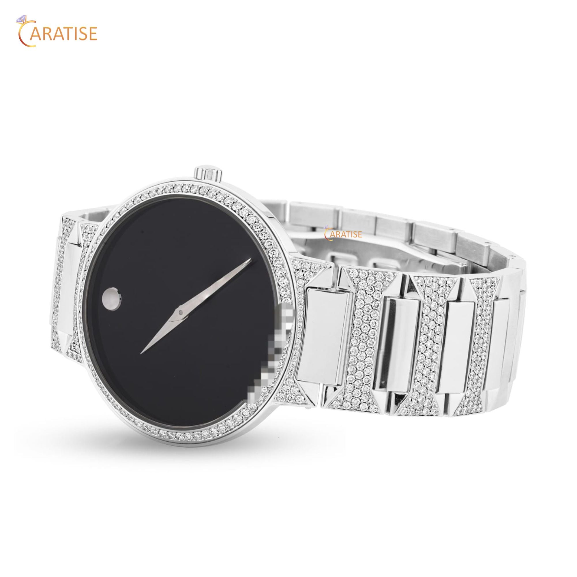3.40 TDW Round Cut Diamond Watch | Stainless Steel | Moissanite Diamond | Glamorous Diamond Watch | EF-VS Color