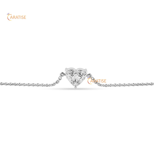 3.09 CT Heart Cut Diamond Slider Bracelet 925 Silver