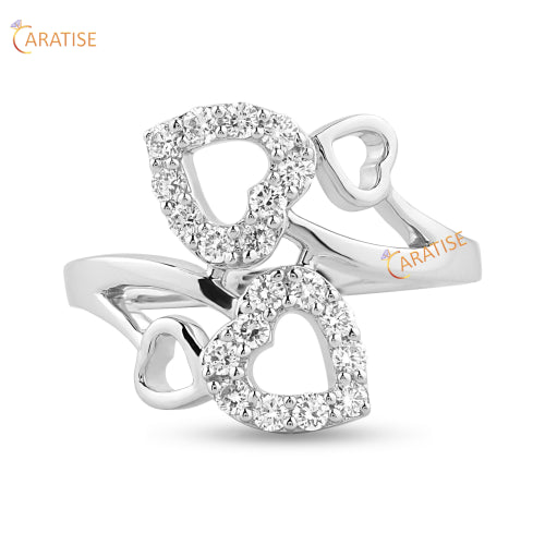 0.37 TDW Round Cut Moissanite Diamond Ring 925 Silver