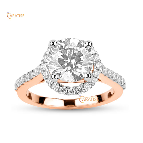 2.71 TDW Round Cut Moissanite Diamond Ring Halo Pattern