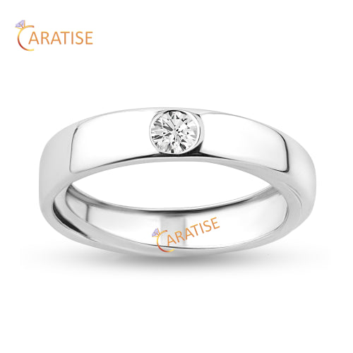 0.36 TDW Round Cut Moissanite Diamond Solitaire Ring 925 Silver