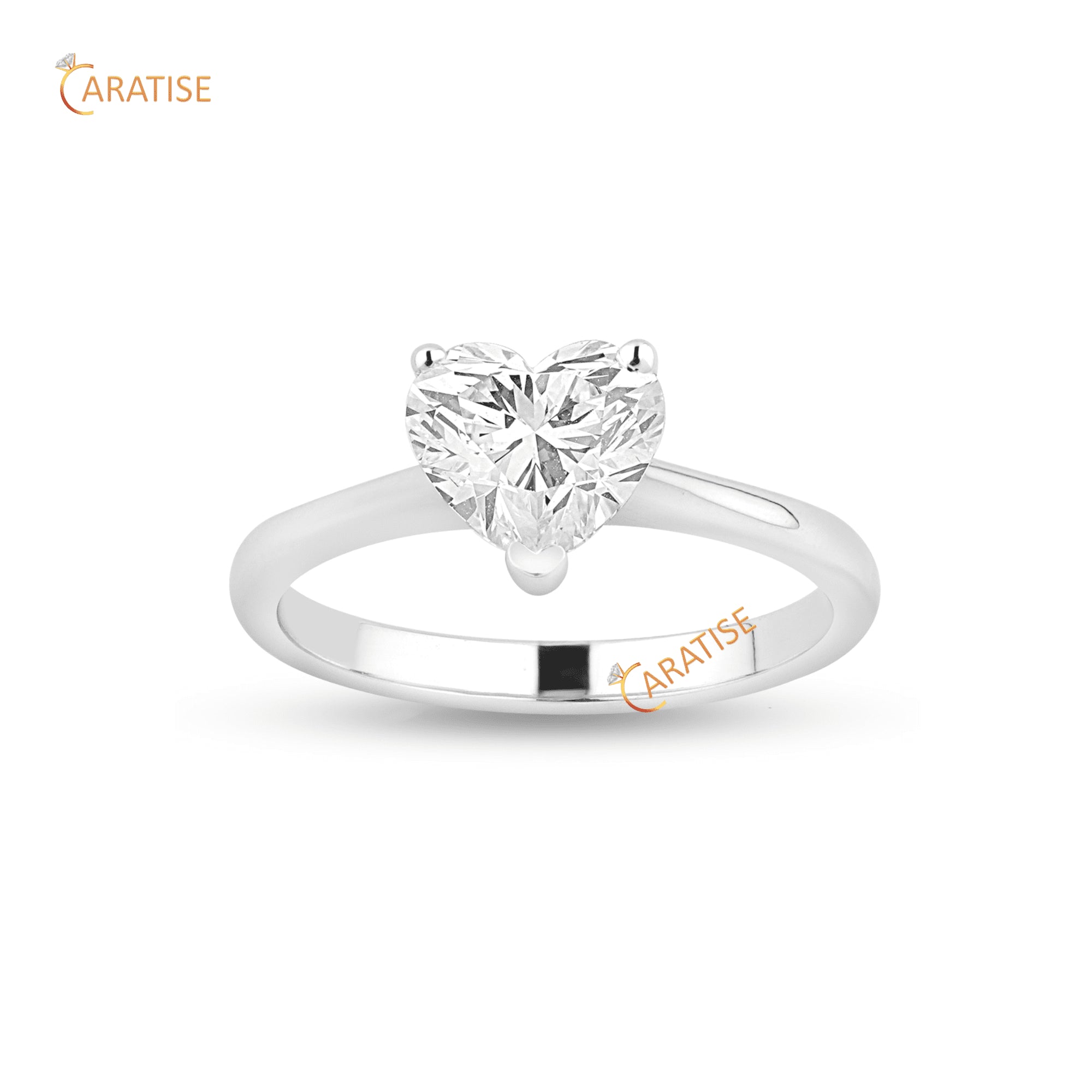 1.70 TDW Heart Cut Diamond Solitaire Ring 925 Silver