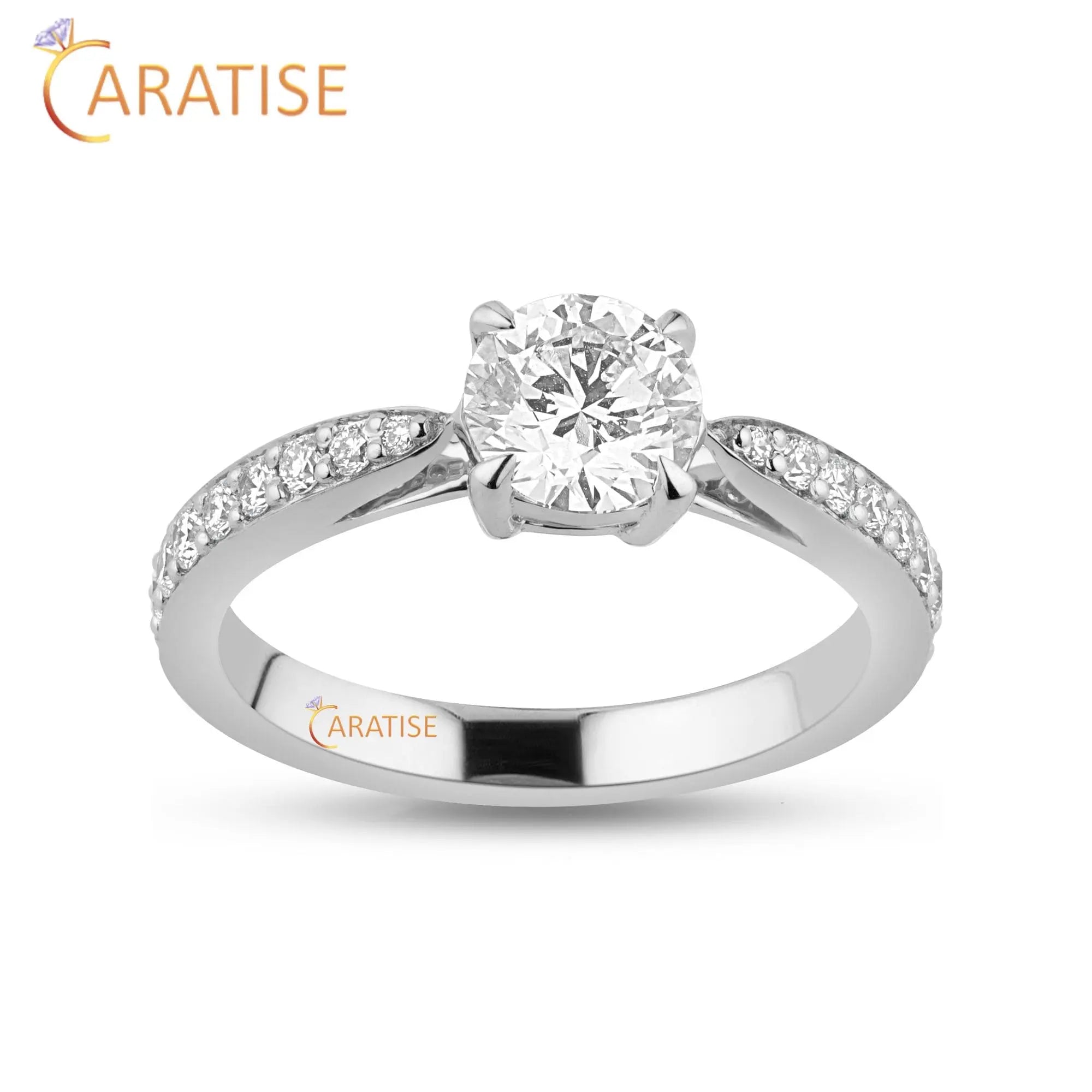 0.92 TDW Round Cut Diamond Engagement Ring 925 Silver