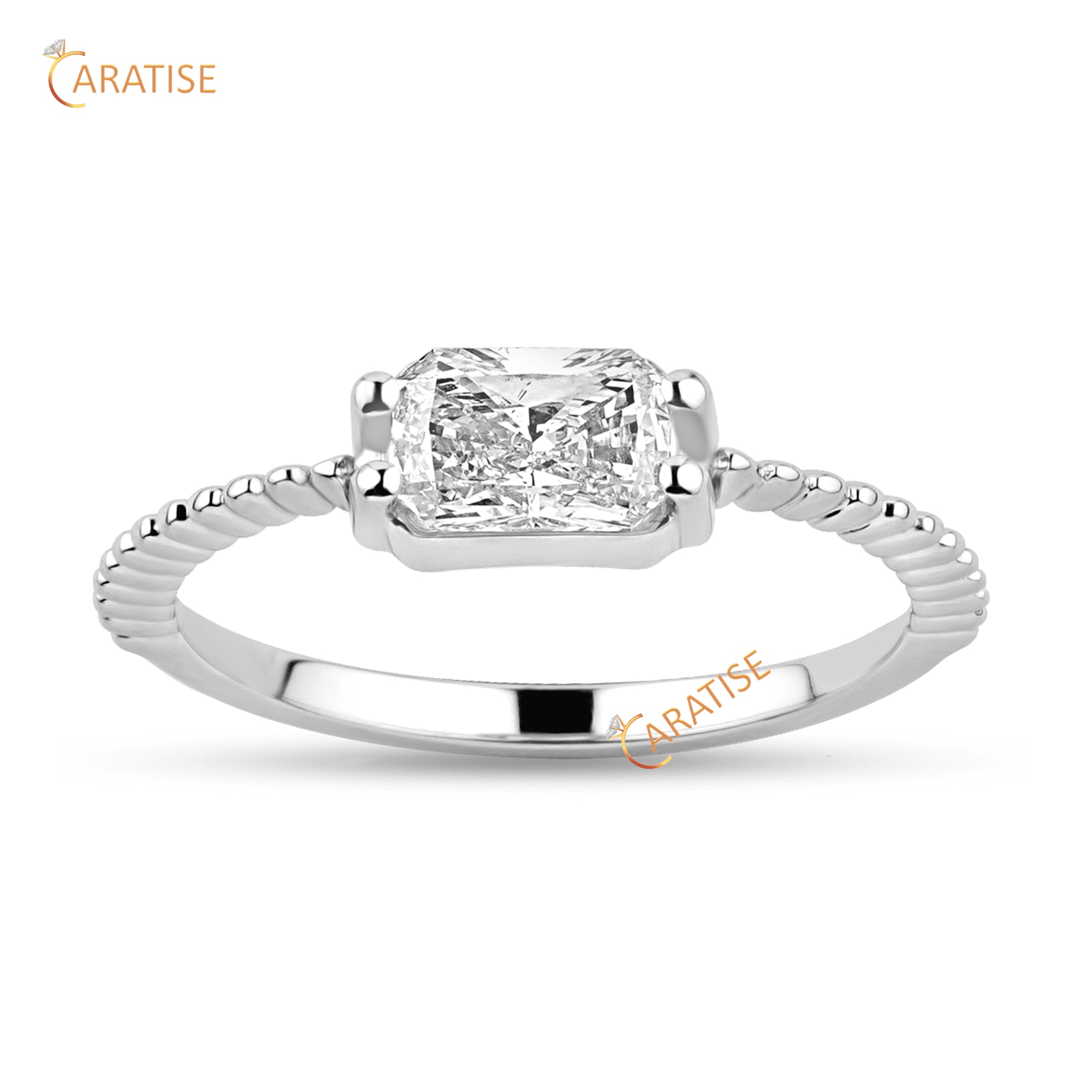 0.93 TDW Radiant Cut Moissanite Diamond Solitaire Ring 925 Silver