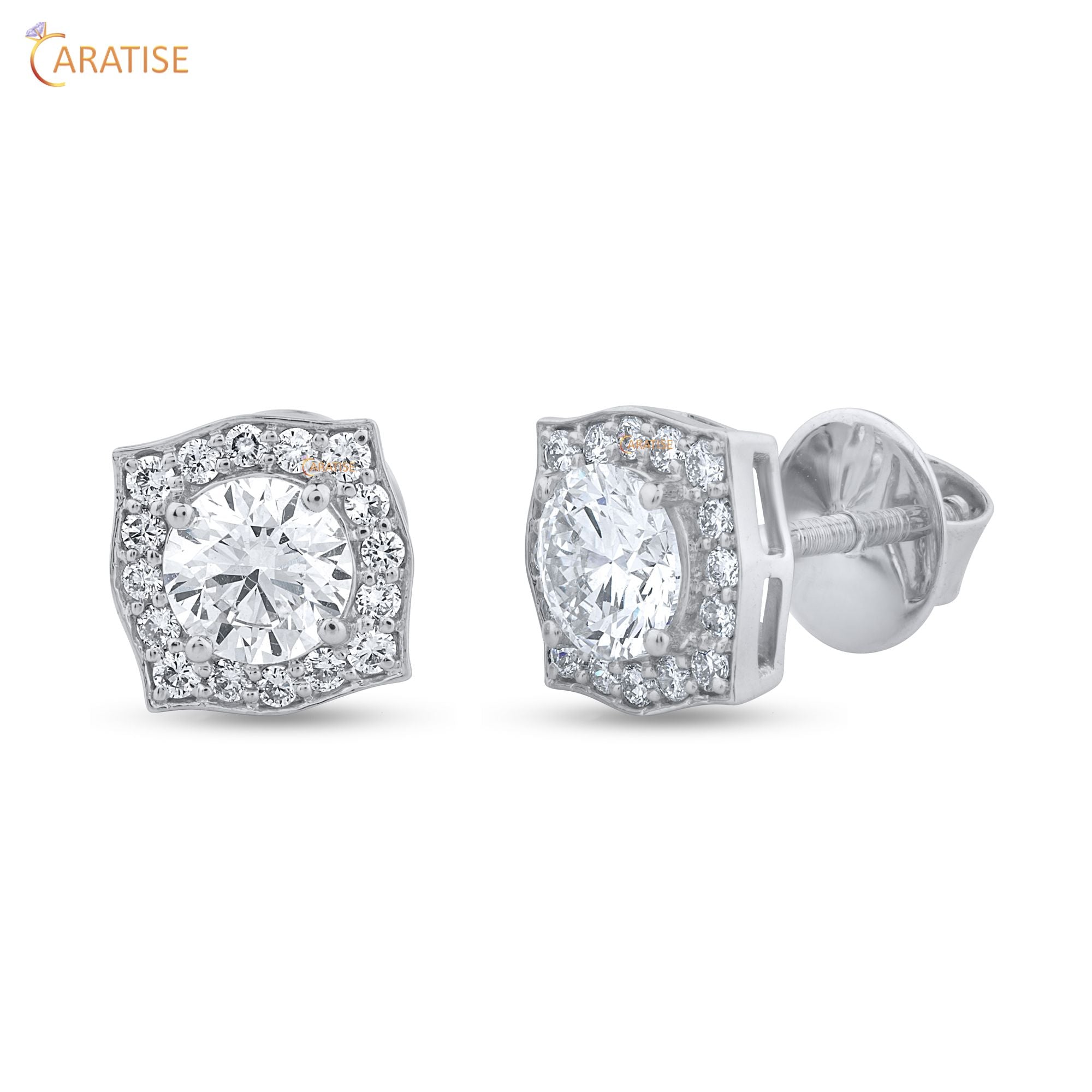 1.50 TDW Round Cut Diamond Stud 925 Silver