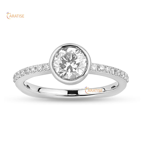 1.176 TDW Round Cut Moissanite Diamond Engagement Ring 925 Silver