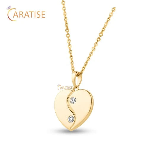 0.09 TDW Round Brilliant Cut Diamond Heart Pendant With Chain 925 Silver