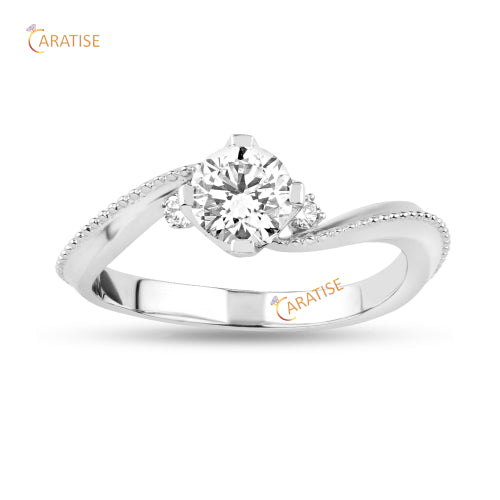 0.71 TDW Round Cut Women's Moissanite Diamond Three Stone Ring 925 Silver