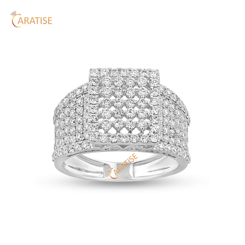 1.928 TDW Round Cut Men's Moissanite Diamond Engagement Ring 925 Silver