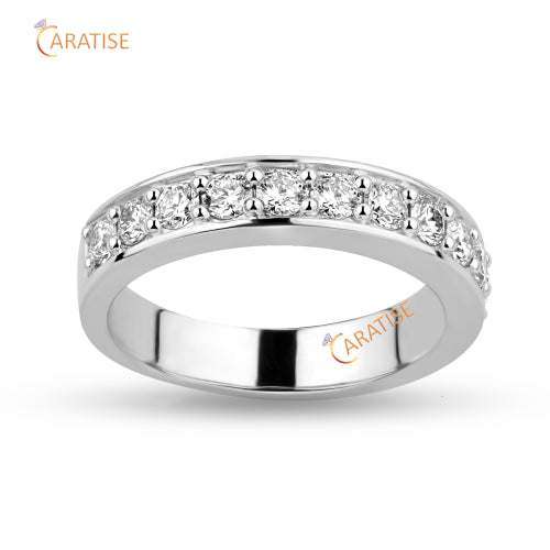 0.79 TDW Round Cut Moissanite Diamond Eternity Band Ring 925 Silver