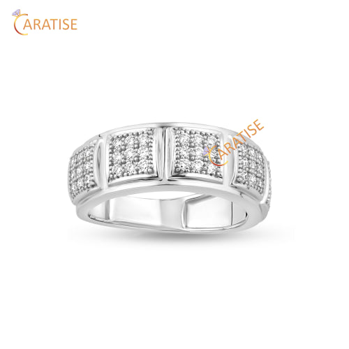 0.51 TDW Round Cut Moissanite Diamond Men's Band 925 Silver