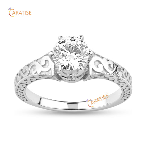 0.93 TDW Round Cut Moissanite Diamond Solitaire Ring 925 Silver