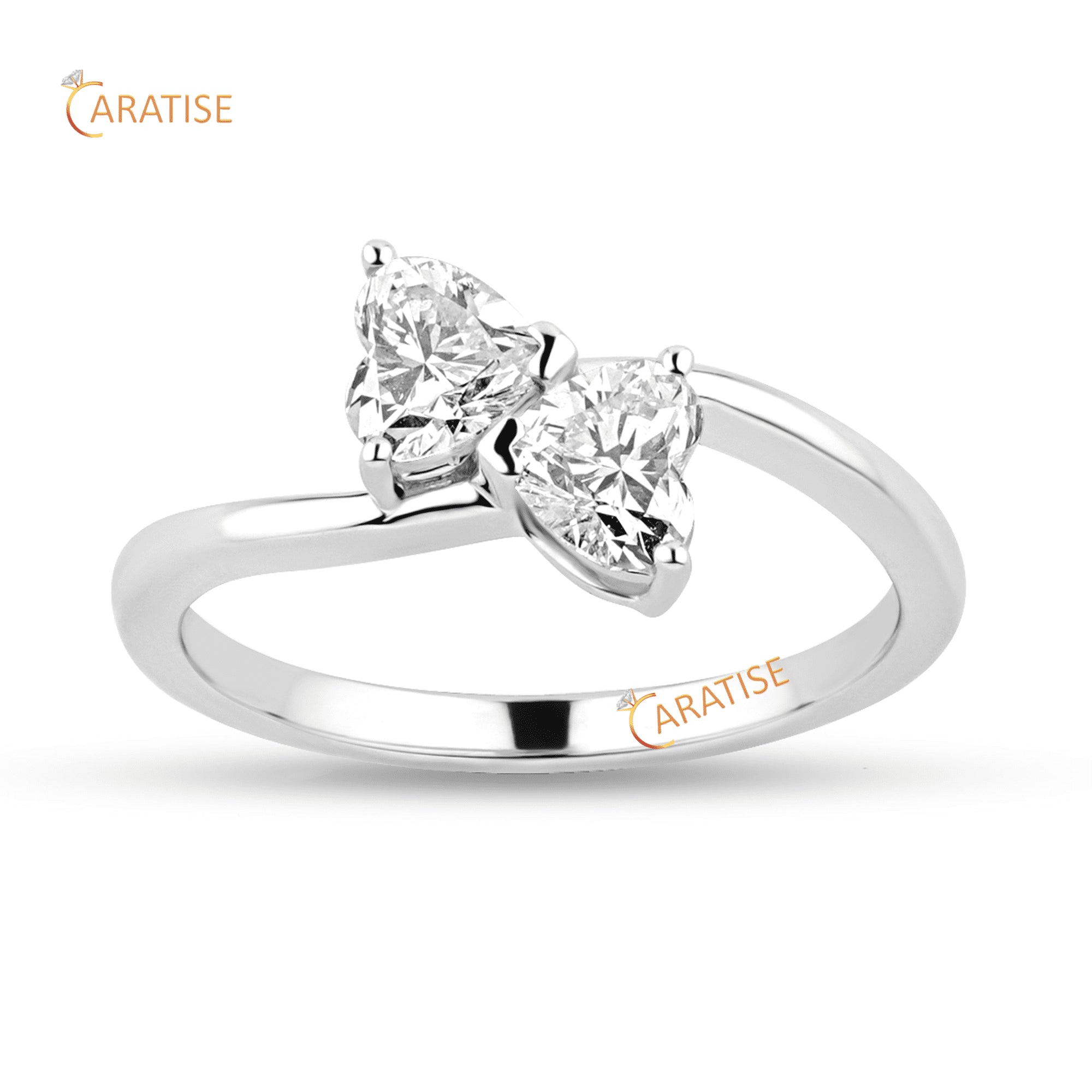 1.10 TDW Heart Diamond Ring | 925 Silver | Promise Ring For Her | Uniting Two Hearts