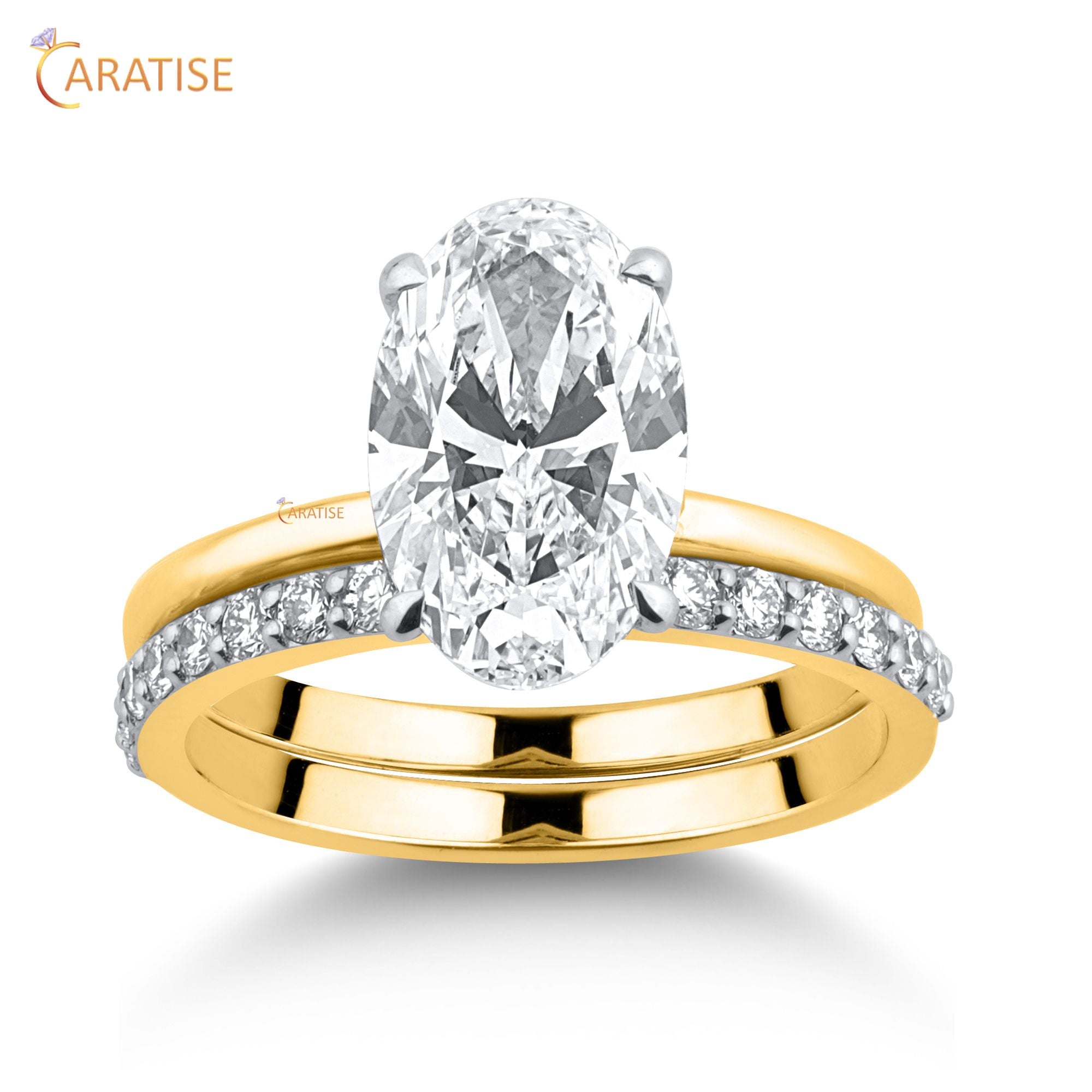 2.48 TDW Oval & Round Cut Moissanite Diamond Ring | 925 Silver