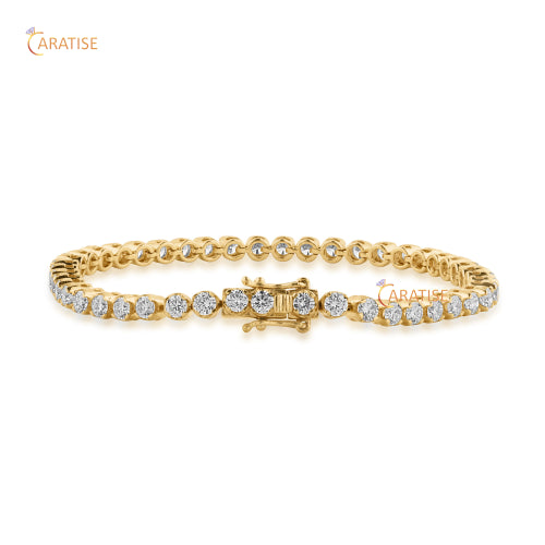 5.39 TDW Round Cut Diamond Tennis Bracelet 925 Silver
