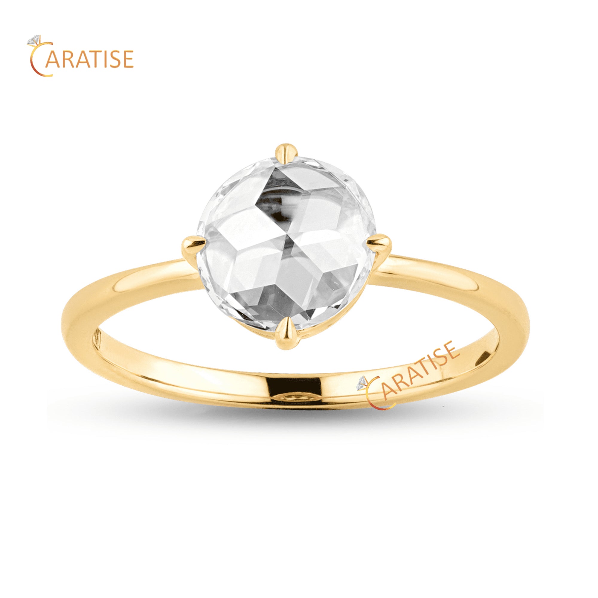 0.78 TDW Rose Cut Moissanite Diamond Solitaire Ring 925 Silver