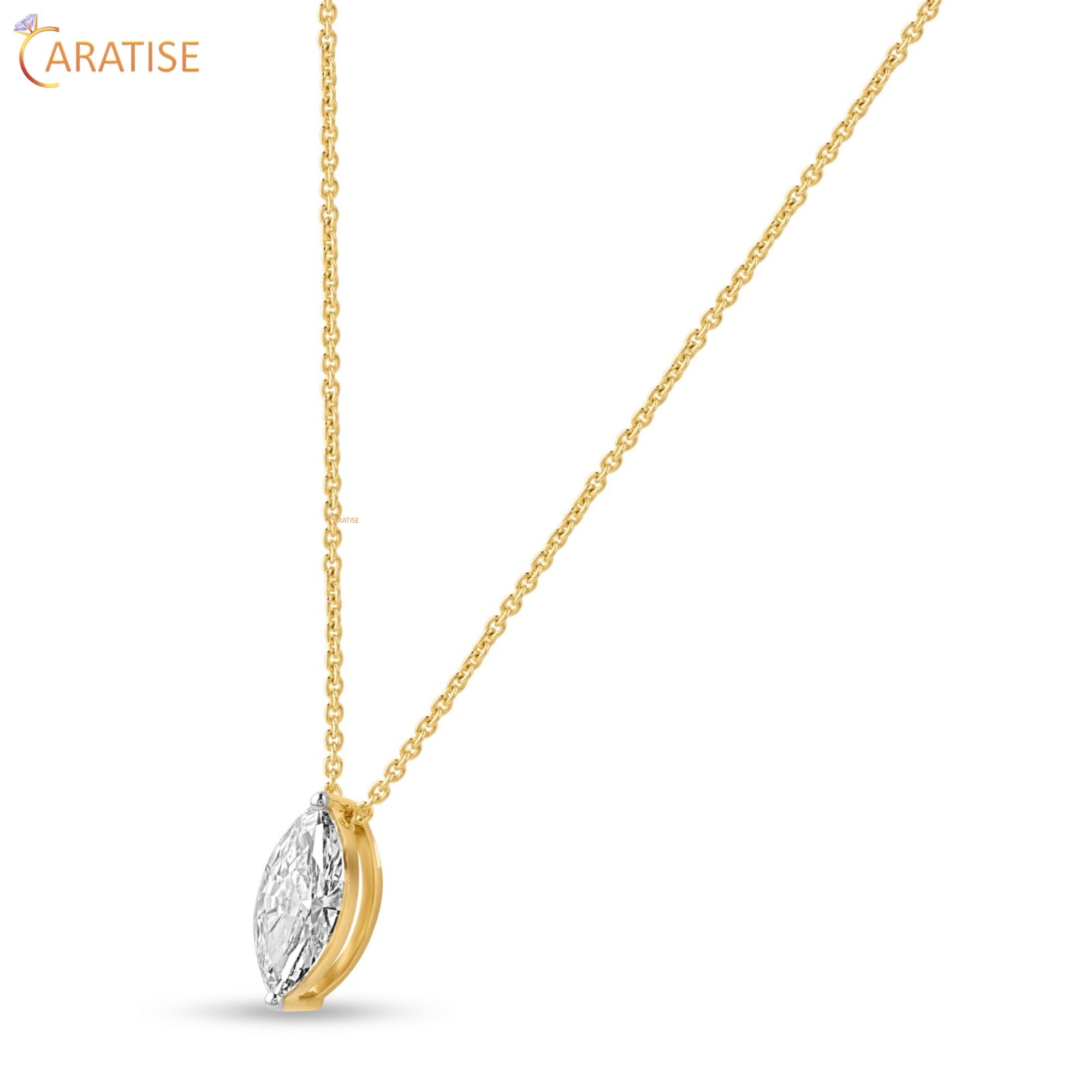 1.02 TDW Marquise Cut Diamond Pendant 925 Silver