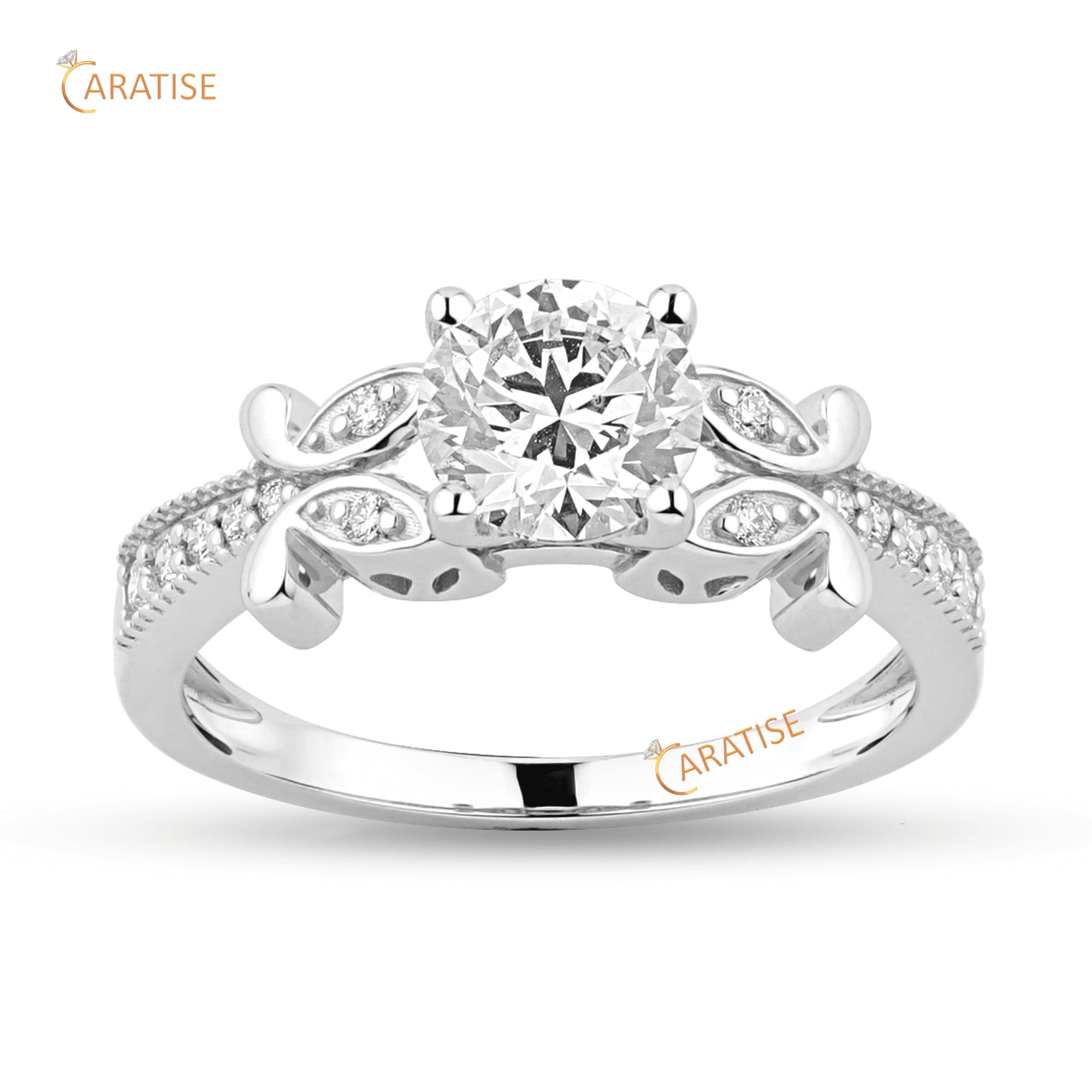 1.29 TDW Round Cut Moissanite Diamond Engagment Ring 925 Silver