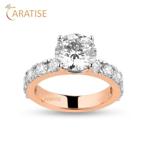 3.20 TDW Round Cut Diamond Engagement Ring 925 Silver