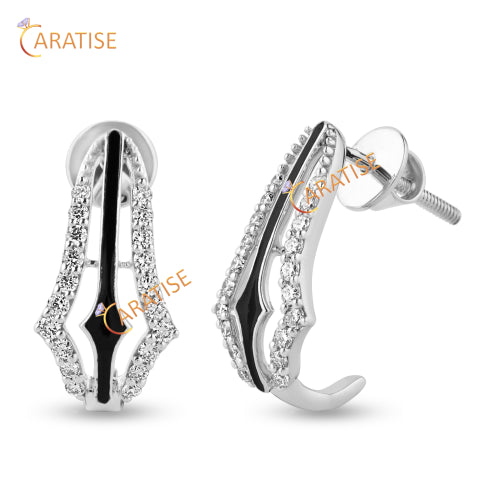 0.432 TDW Round Cut Diamond Earring 925 Silver