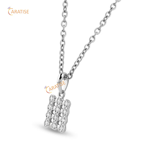 0.08 TDW Round Cut Diamond Custom Pendant With Chian 925 Silver